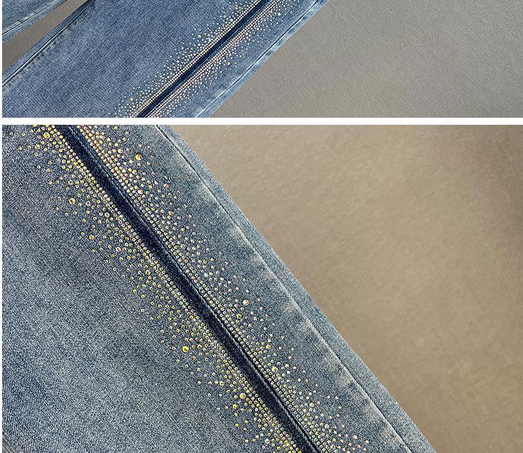 European Style Rhinestone Distressed High-Waisted Wide-Leg Women's Jeans - Spring 2026 Trendy Floor-Length Pants
