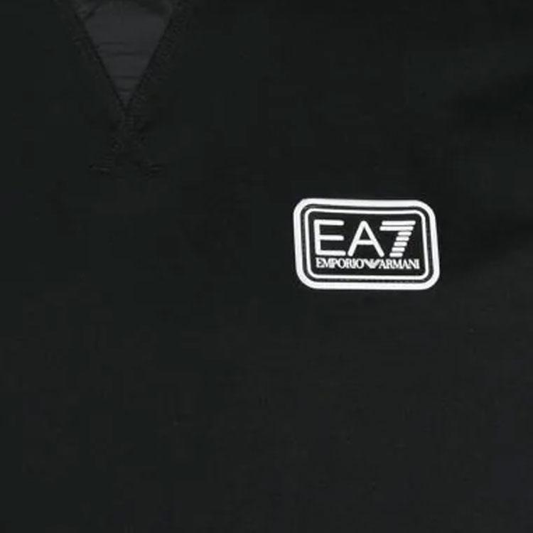 Emporio Armani EA7 SS23 Letter Number Logo Crew Neck Pullover Casual Sweatshirt Men sweatshirt Black 3RPM26-PJ05Z-1200