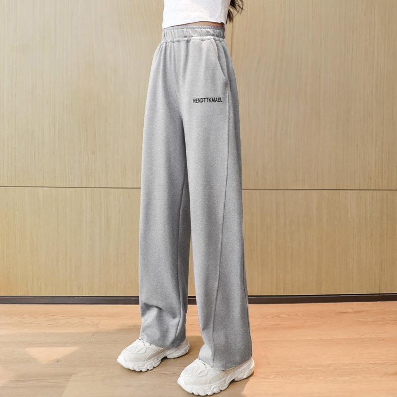 

Широкие прямые повседневные спортивные брюки для девочек весна/осень 2023 г. 160 cm серый