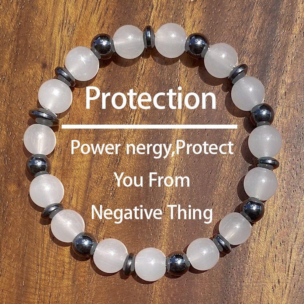 

Браслет з кристалів та натурального каменю Браслет з намистин One Size білий