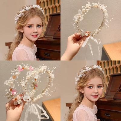 Kinder Märchen Prinzessin Blume & Perle Band Kopfschmuck - Süßes Schneeflocken Stirnband