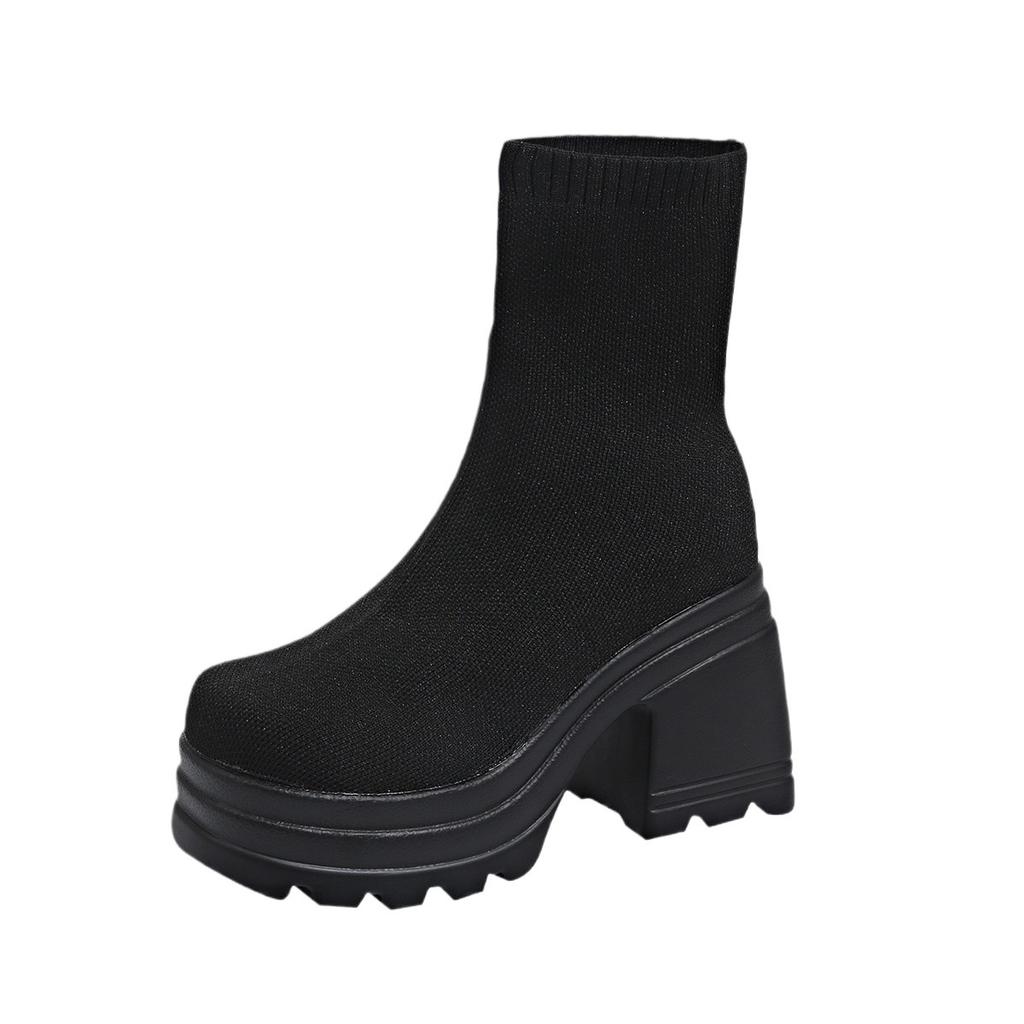 Plus Size Shoes for Women 36-42 Autumn Fashion Women Platform High Heel Non-slip Comfortable Ankle Boots Casual Women Footwear