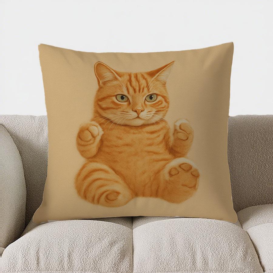Home Decor Cute Cats In Pjs Holding Phone Pillow Cover Pattern Cushion Cover Suitable For Sofa Bedroom Car Pillow Cover