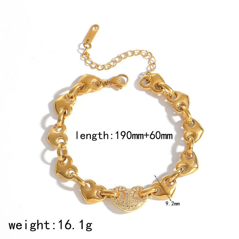 Heartshaped Pig Nose Chain Necklace 18k Gold Plated Stainless Steel Jewelry For Ladies