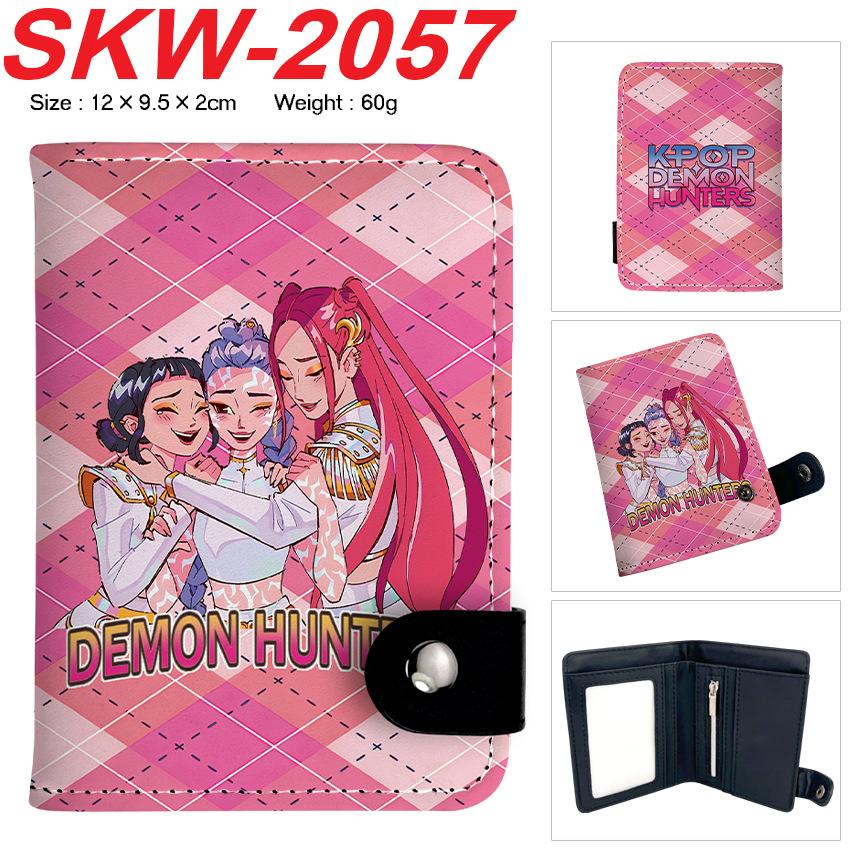 KPop Demon Hunters Wallet Vertical Snap Button Double Layer Card Holder Coin Purse Portable 1pcs