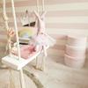 INS Style Kids Swing Chair: Solid Wood Seat with Cushion & Cotton Rope - Perfect for Bedroom Decoration & Baby Entertainment.