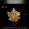Drip Maple Leaf Brooch Fashion Enamel Leaf Pin Personality Plant Cat's Eye Brooch Women's Retro Clothing Accessories