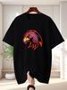 Stylish Eagle Head Print Unisex Short Sleeve Tshirt Red Outline Hawk Mascot O Neck Tee Bird Fan Casual Male Street Fashion Tops