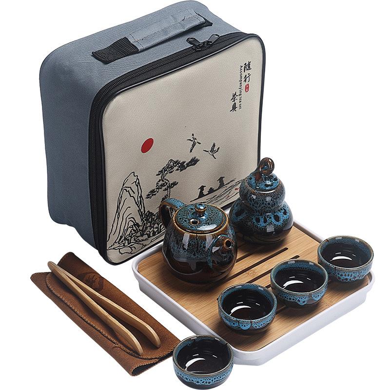 Ceramic goods kiln change portable travel tea set business company gift