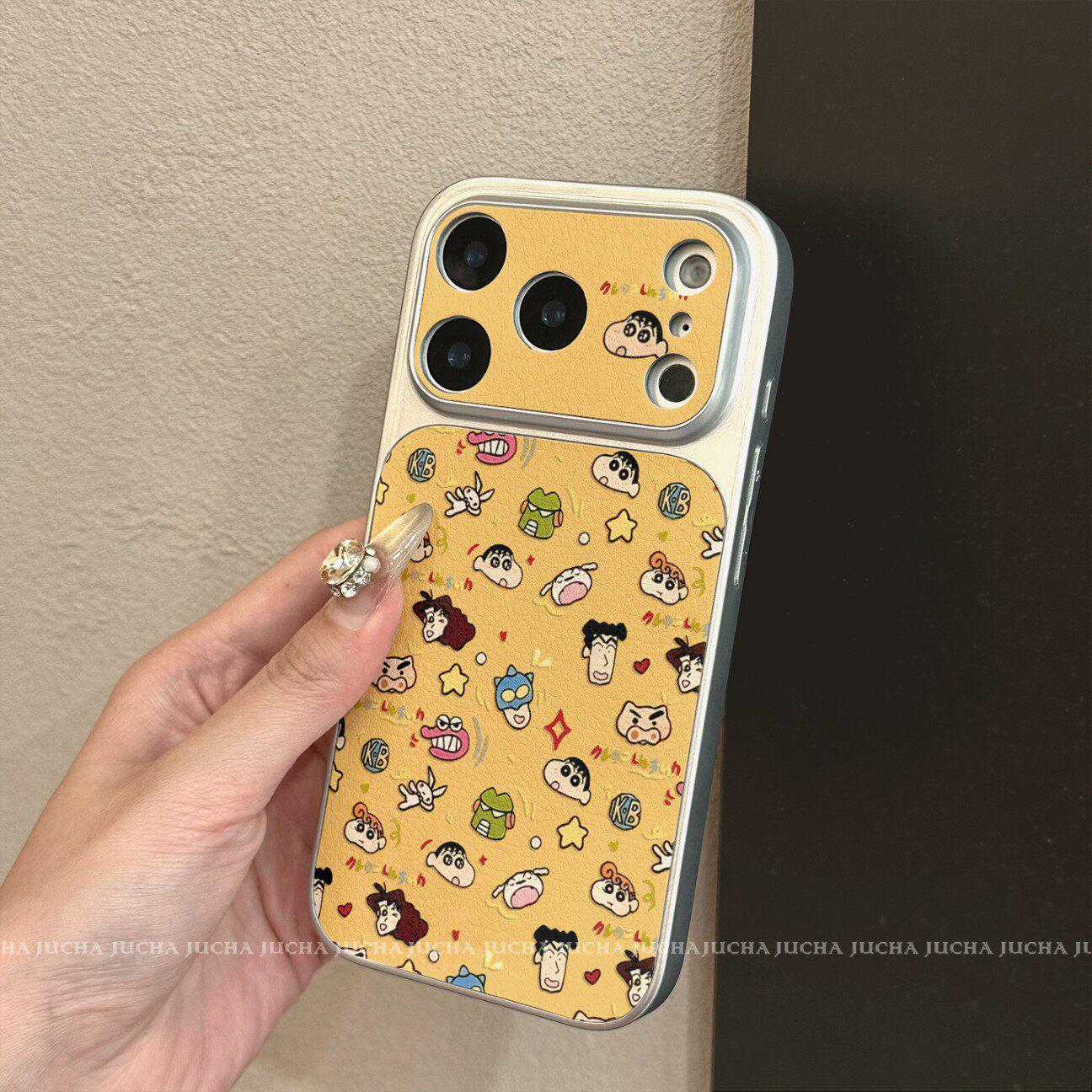 

Graffiti Shin-chan Case: Compatible with Apple 17PROMAX and iPhone16Plus, featuring a large window and lambskin design. iPhone 15 Pro Max