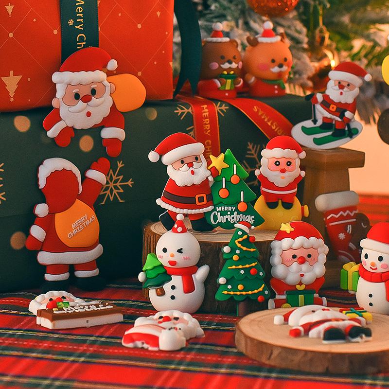 Popular Soft Glue Christmas Cake Ornaments: Santa Claus & Snowman Inserts for Holiday Party Desserts