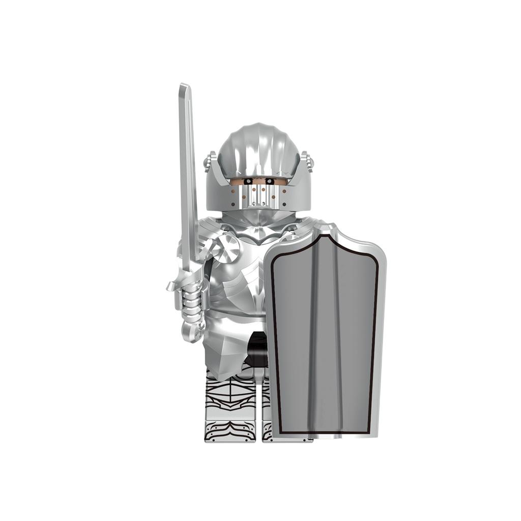 Medieval Knight Assembly Building Block Figure with Sword and Shield Compatible Construction Toy for Creative Play and Collection