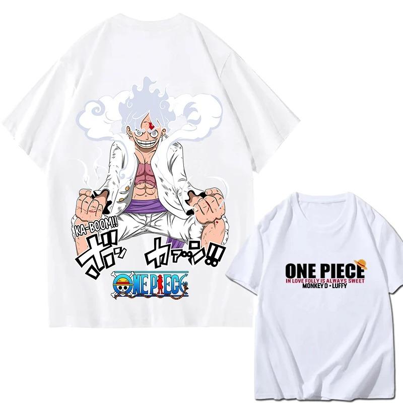 One Piece Zoro Luffy Gear 5 Print Cotton TShirt Unisex Loose Short Sleeve Summer Streetwear ParentChild Matching Tee