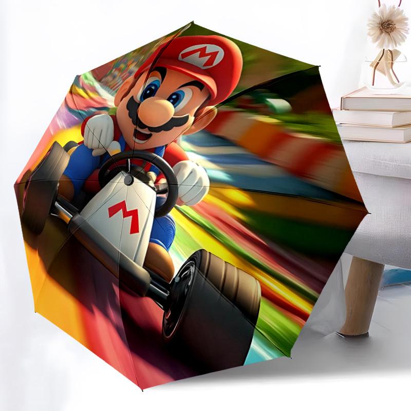 1pc Mario Automatic Folding Cute Umbrella - Compact 8-Rib Design, Durable Plastic & Iron, Perfect Gift for Friends & Family, Outdoor Umbrella, Fashion