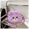 Cartoon Plush Bear Crossbody Travel Casual Shoulder Phone Purse Bag Portable Zipper Pouch