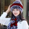Fur Hat Female Autumn and Winter Rex Rabbit Hair Warm Ear Protection Scarf Two-piece Set Middle-aged and Elderly Grandma Casual Mother Hat