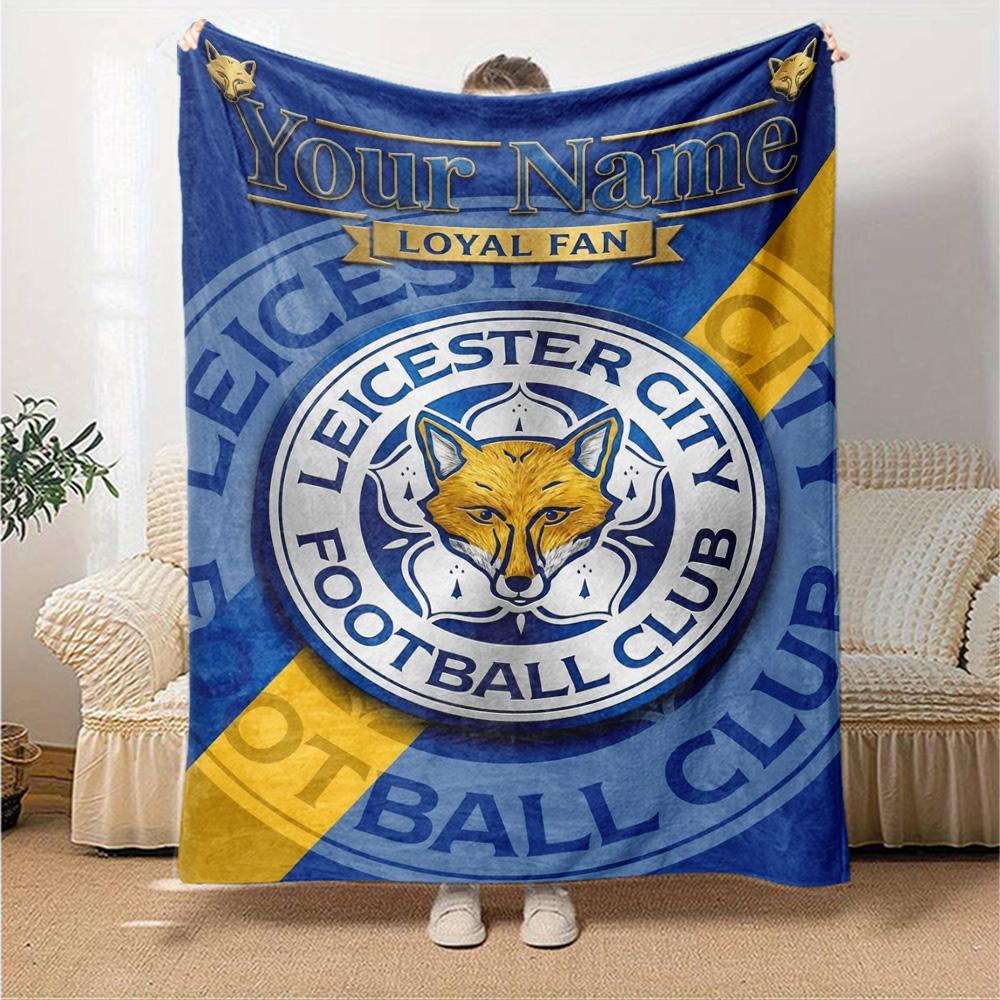 Name Custom Leicester City FC Print Flannel Blanket High Quality Warm Comfortable Cover for All Seasons Perfect for Gifts Home Decor