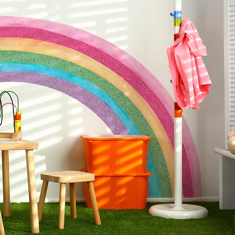 Large Rainbow Wall Mural Stickers for Kids Rooms Wall Rainbow Stickers Decals Pastel Boho Removable Wall Sticker Playroom Decor