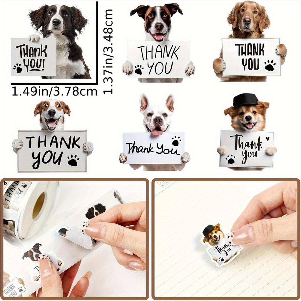 Cute Puppy Adhesive Labels with Mixed Breed Designs & Paw Prints, Self-Adhesive for Small Business Packaging, Pet Store Gifts