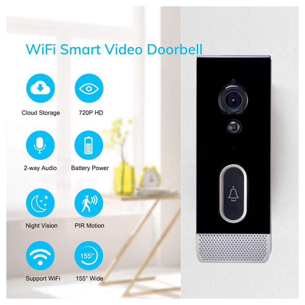 T205 Tuya Intelligent Low Power Wireless Visual Doorbell PIR Motion Detection Two-Way Talk 2.4GHz WiFi Doorbell