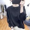 Yellow Crew Neck Lantern Sleeve Loose Long Sleeve T Shirt for Women
