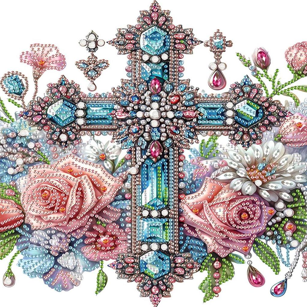5D DIY Teilweise Speziell Geformter Bohrer Diamantmalerei Set Kreuz Dekor30x30cm