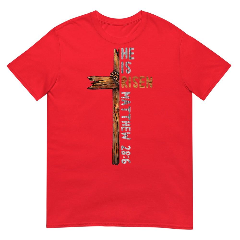 He Is Risen Cross Jesus Religious Christian Faith Easter Day Tshirt S