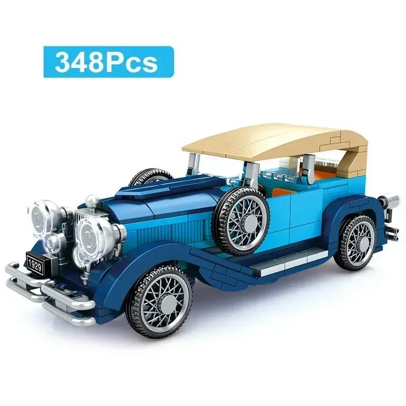 Technician Retro Antique Vintage Car Speed Champions Model Style Blocks City Classic Toys Gift Roadster Vehicle Supercar Brick