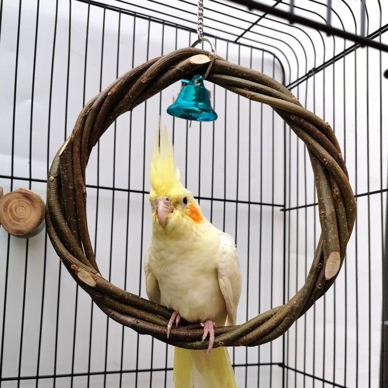 Papageienspielzeug Ring, Vogelschaukel, Apfelzweig geflochtener Ring, Vogelständer, Rattanring, Nagespielzeug Vogelkäfig