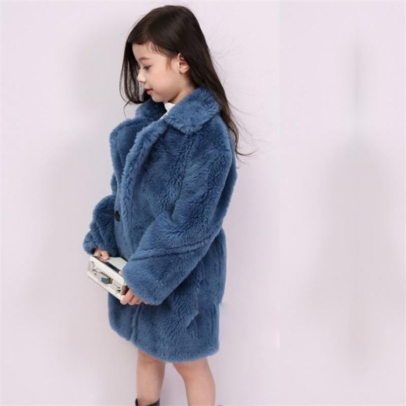 

Осенне-зимняя детская куртка из искусственной овечьей шерсти для девочек, теплая повседневная куртка из искусственного меха для девочек-подростков 120