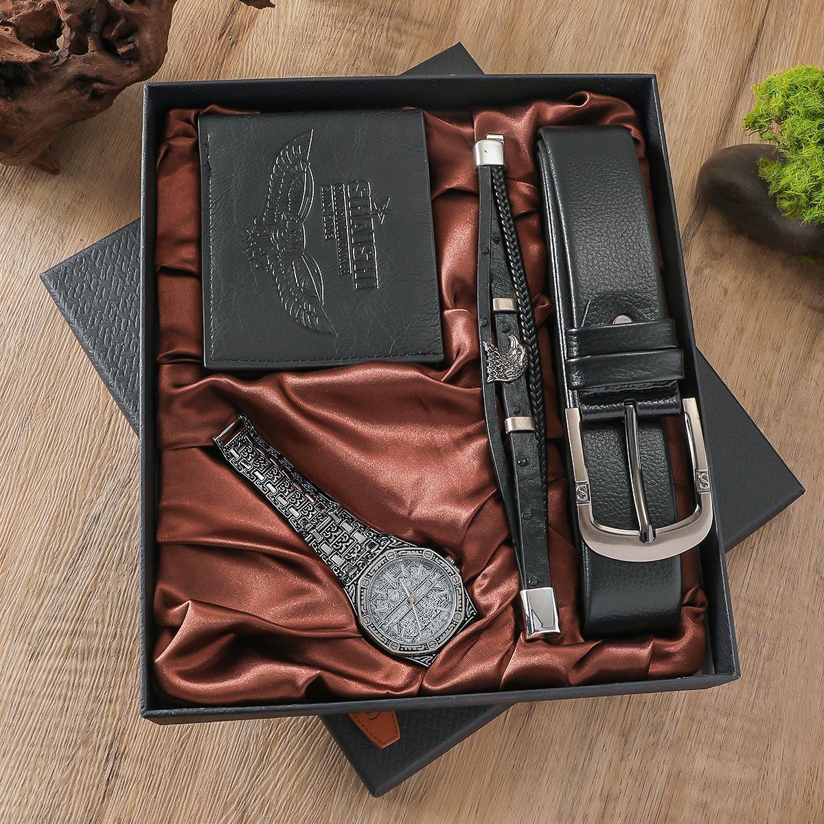 High-end Men s Business Watch Belt Wallet Bracelet Gift Box