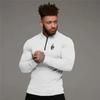 Muscleguys Herren Langarm Poloshirts Reißverschluss Umlegekragen Herbst Bodybuilding Fitness Tops Slim Fit