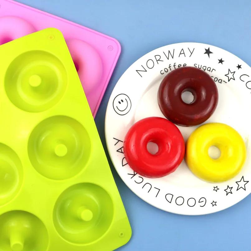 

6-Cavities Silicone Donut Mold Donut Cake Baking Tray Doughnuts Mould розовый