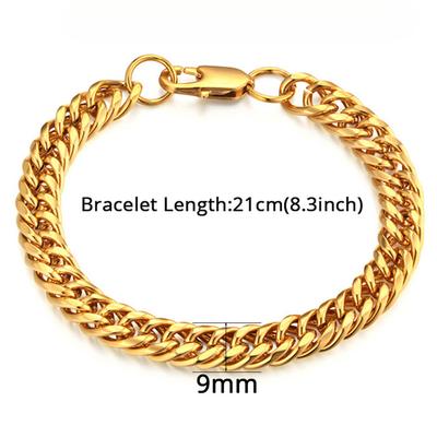 HIGH POLISH Gold Silver Color Cuban Chain Bracelets for Men,Women Stainless Steel Chain Wristband,Causal Simple Jewelry Gift