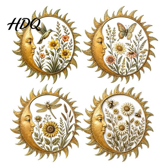 Nordic Home Decor Pieces Sunshine Garden Wall Decoration Dragonfly/Bee/Butterfly/Bird Decor Acrylic Sun Outdoor Hanging Sculpture Ornament