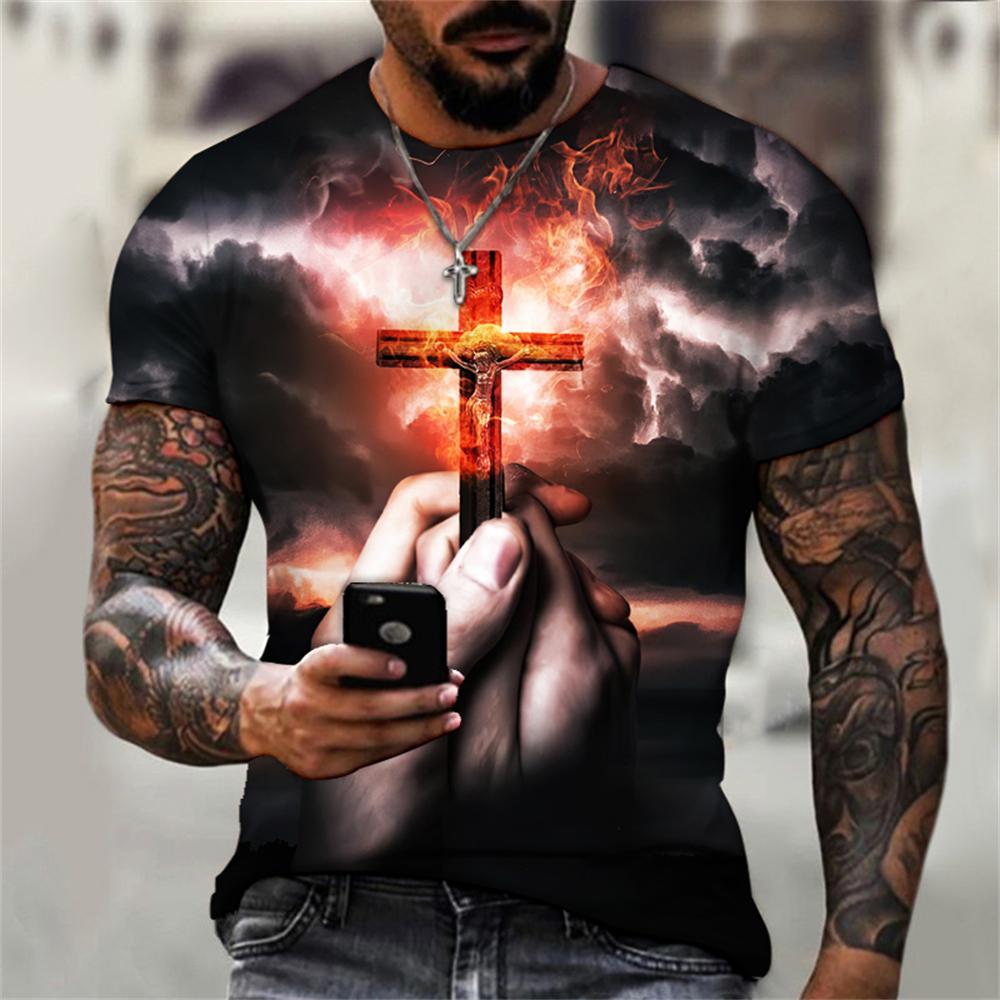 Vintage T-shirts For Unisex 3d Jesus Passion Print Short Sleeve Tops Summer Cross T Shirt Loose Oversized Tee Shirts Unisex Clothing