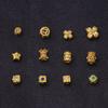 Gold-Plated Rhinestone Four-Leaf Clover Copper Spacer Beads for DIY Bracelets