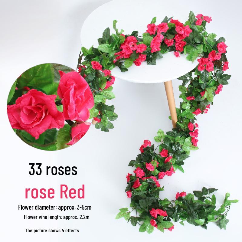 Artificial Rose Flower Vine for Indoor Decoration: Ceiling Hanging & Living Room Decor