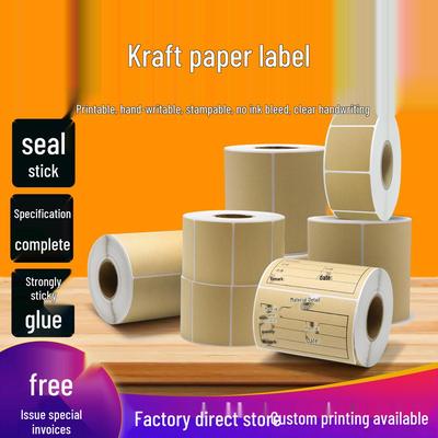 Selbstklebende Barcode-Etiketten aus Kraftpapier, 40-100 mm Rolle, Starke anpassbare Aufkleber