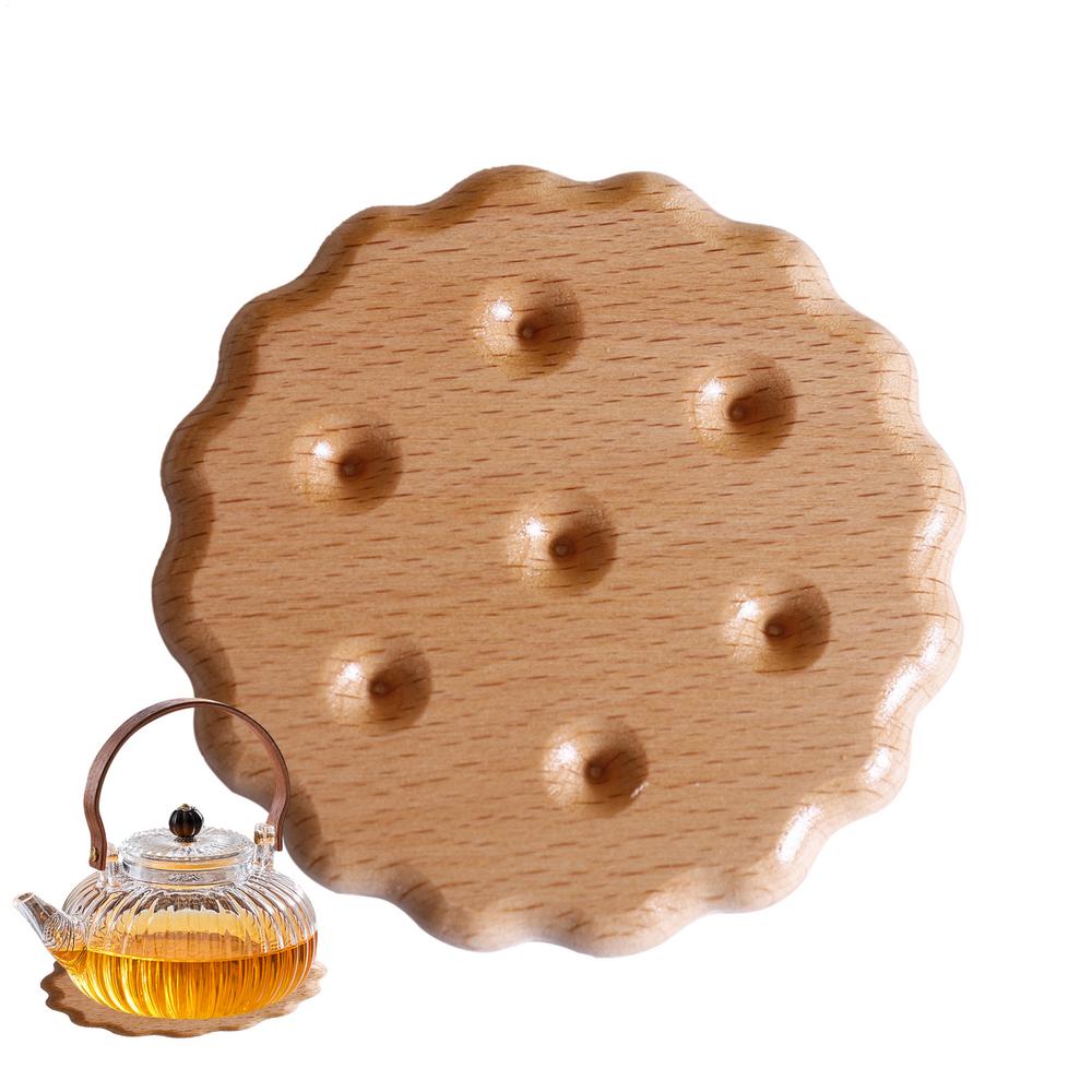 Wooden Coasters Biscuit Shape Table Wood Coasters For Drink Cup Coffee Tea Hot Drinks Table Mats Farmhouse Cup Coasters For