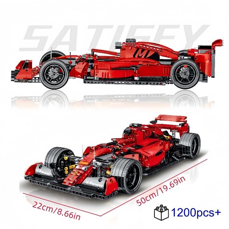 Non-Toxic Technical Red Racing Car Building Blocks Creative Diy Assembly Bricks Model For Kids Birthday Christmas Halloween Gifts