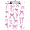 Seajan Pink Bow Clipboard Cute Preppy Coquette Plastic Decorative Clipboards with Low Profile Clip Hanging Tab A4 Letter Size, 12.4 X 9 Inch for