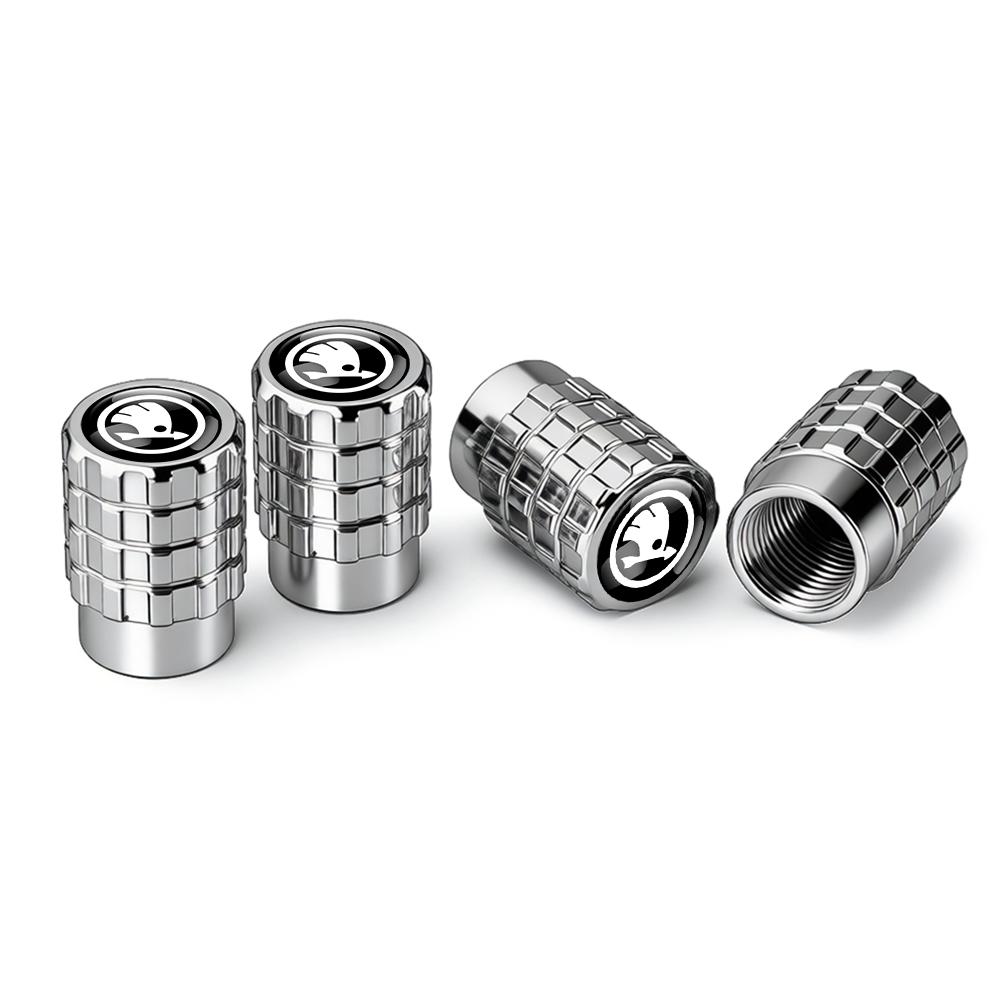 New Car Tire Valve Caps Tyre Rim Stem Covers Decorative For Skoda Rapid Fabia Octavia Yeti Superb S Scala VII Kodiaq Karop Kamiq