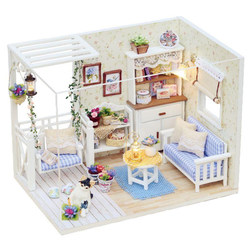

Exquisite 3d Miniature Dollhouse Furniture Kit With Led Light For Imaginative Kids Kitten Diary