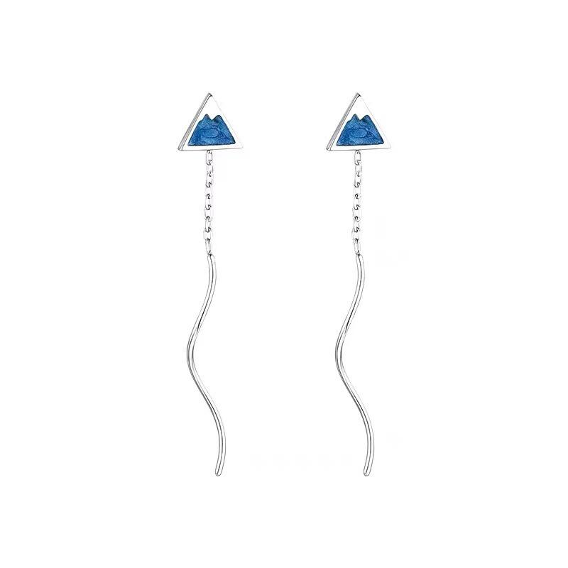 2024 Hot Summer Style: 925 Sterling Silver Snow Mountain Tassel Earrings for Women