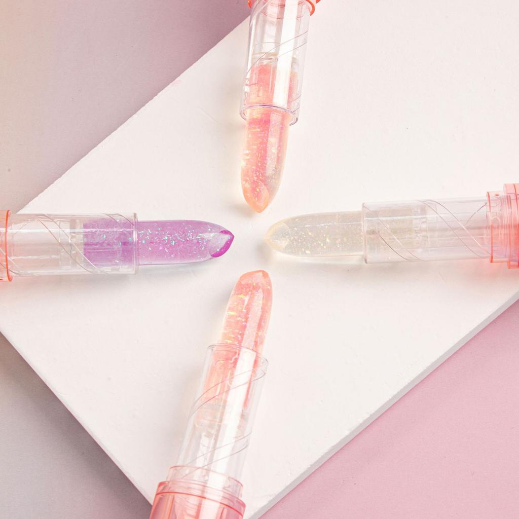 HANDAIYAN 4 Color Warm Lipstick Flash Anti-Cracking Long-lasting Moisturizing Lip Oil Hydrating Jelly Lip Balm