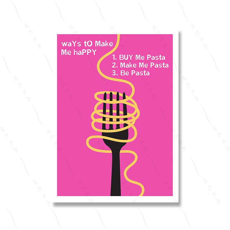 Retro Pink Colour Poster Pasta Wall Art Pictures Pasta Humour Hot Pink Fish Sardines Print Kitchen Trendy Dining Room Decor