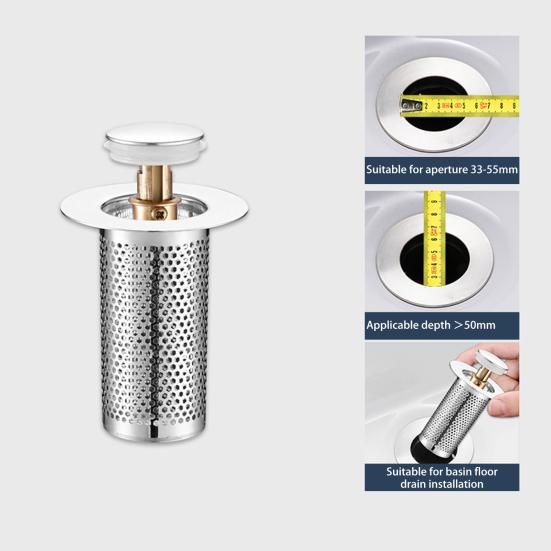 Filtro Lavandino Pop-Up Acciaio Inox - Set 2 Pezzi 33x50mm | Per Cucina, Bagno E Vasca - Foto 6