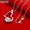 925 Sterling Silver Exquisite Openwork Heart And Butterfly Pendant Necklace - Stylish Evening Jewelry