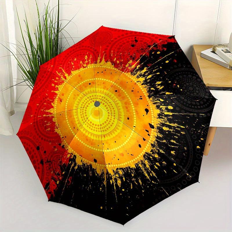 

Vibrant Circular Mandala Art Print, Bohemian Home Decor Umbrella, Cute Umbrella with Cute Design, Portable 3-Fold Compact Umbrella for Men & Women, Va